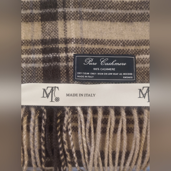 🎁MT Linea Emmeti Pure Cashmere Scarf - Chocolate Plaid - Picture 5 of 5